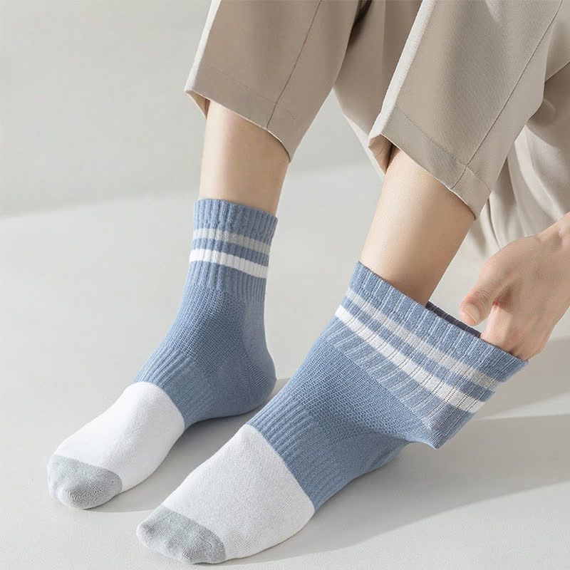 Plus Size Striped Cotton Quarter Socks(5 Pairs)