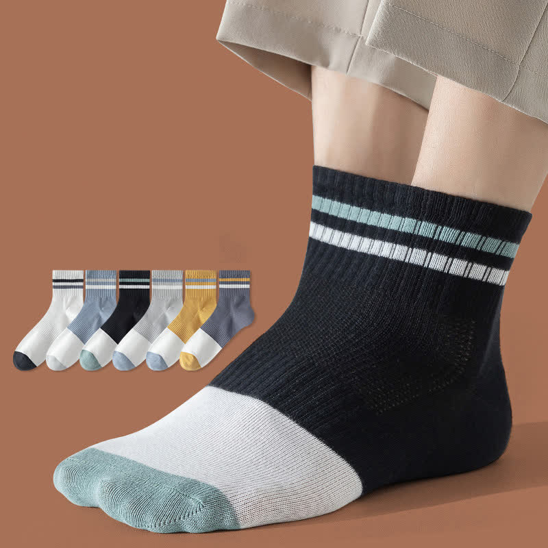 Plus Size Striped Cotton Quarter Socks(5 Pairs)