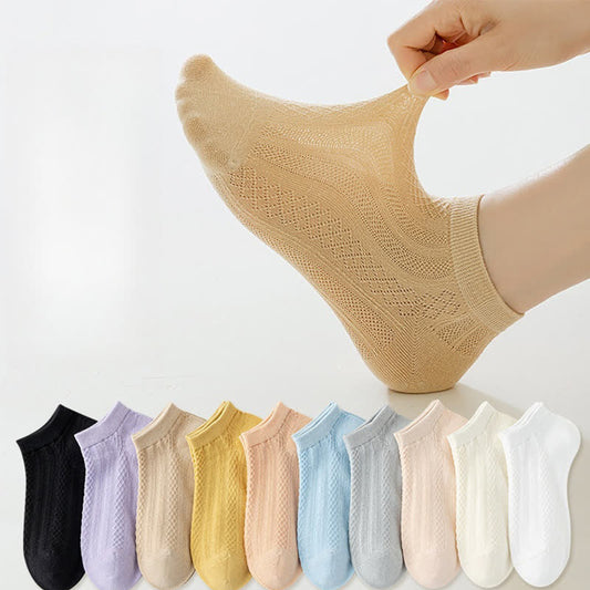 Plusock Breathable Lightweight Delicate Mesh Ankle Socks(10 Pairs)