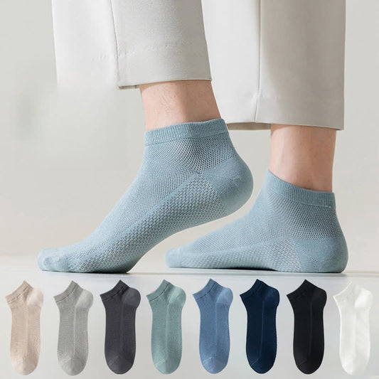 Plusock Mesh Breathable Thin Solid Color Ankle Socks(8 Pairs)