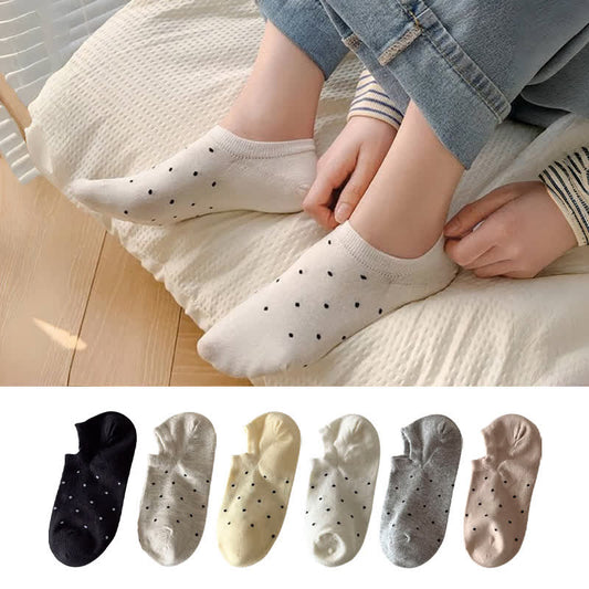 Plusock Simple Style Solid Color Polka Dot Ankle Socks(6 Pairs)
