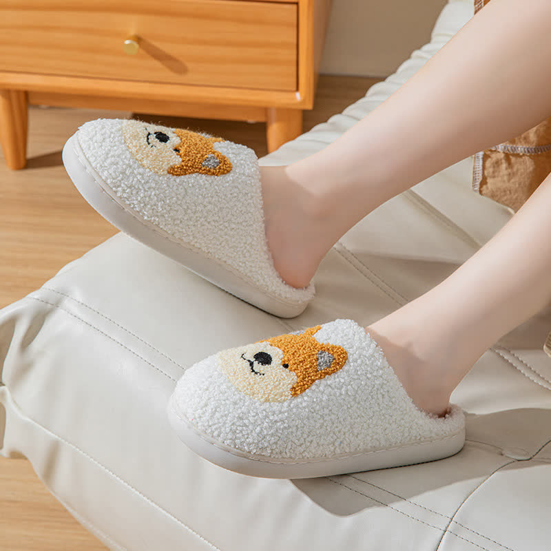 Cartoon Dog Fluffy Home Slippers