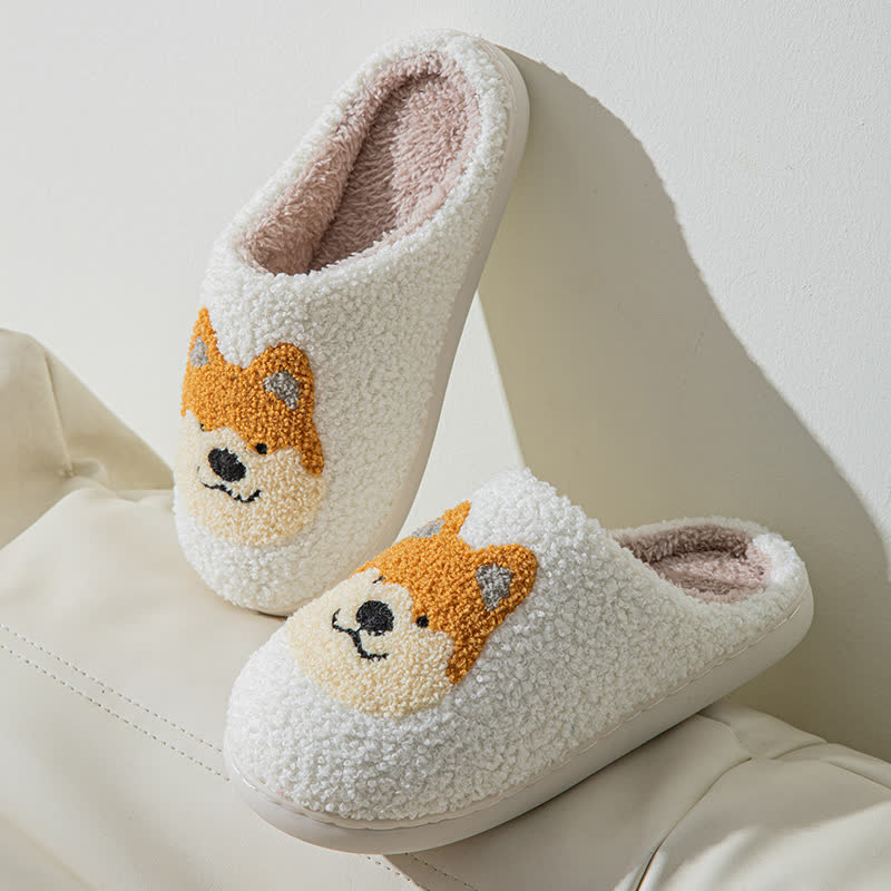 Cartoon Dog Fluffy Home Slippers