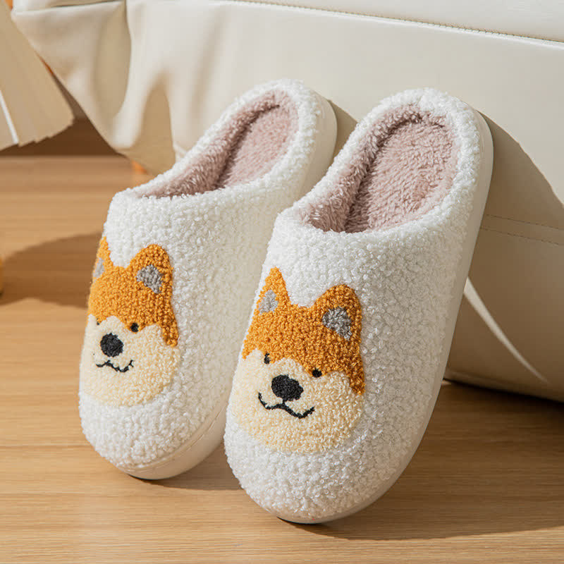 Cartoon Dog Fluffy Home Slippers