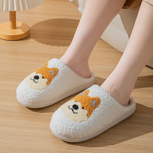 Plusock Cartoon Dog Fluffy Home Slippers
