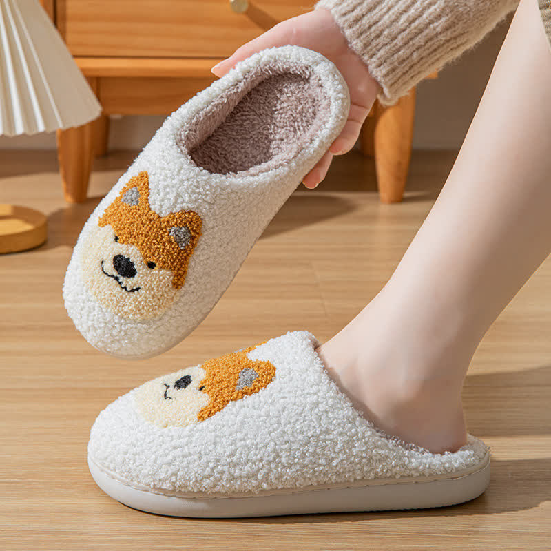 Cartoon Dog Fluffy Home Slippers