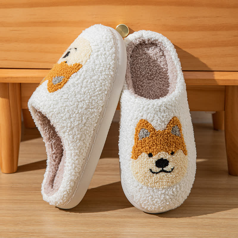 Cartoon Dog Fluffy Home Slippers