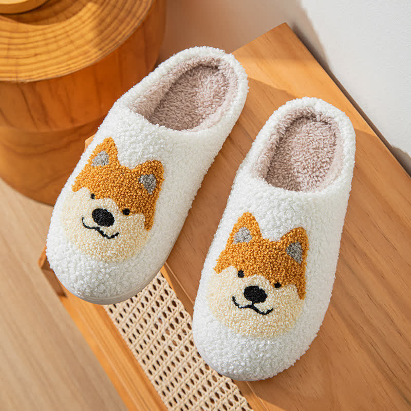 Cartoon Dog Fluffy Home Slippers