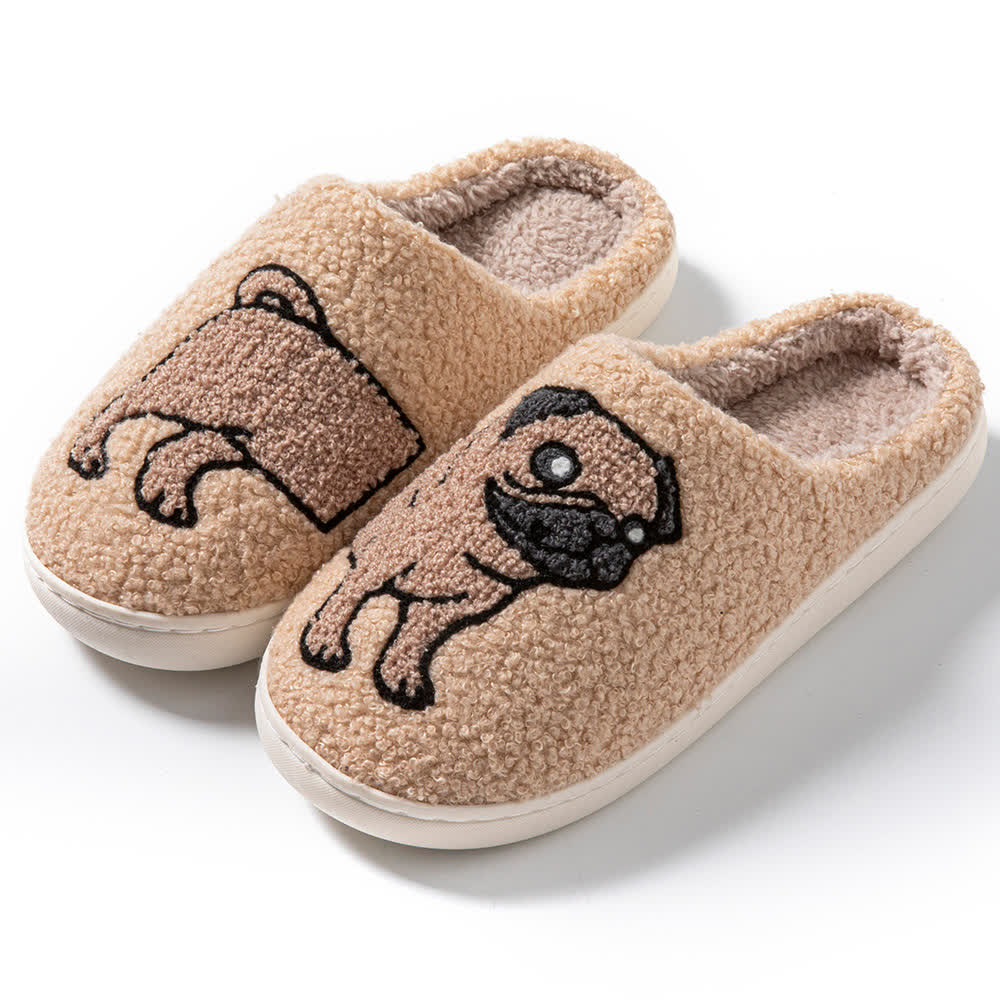 Cartoon Dog Fluffy Home Slippers