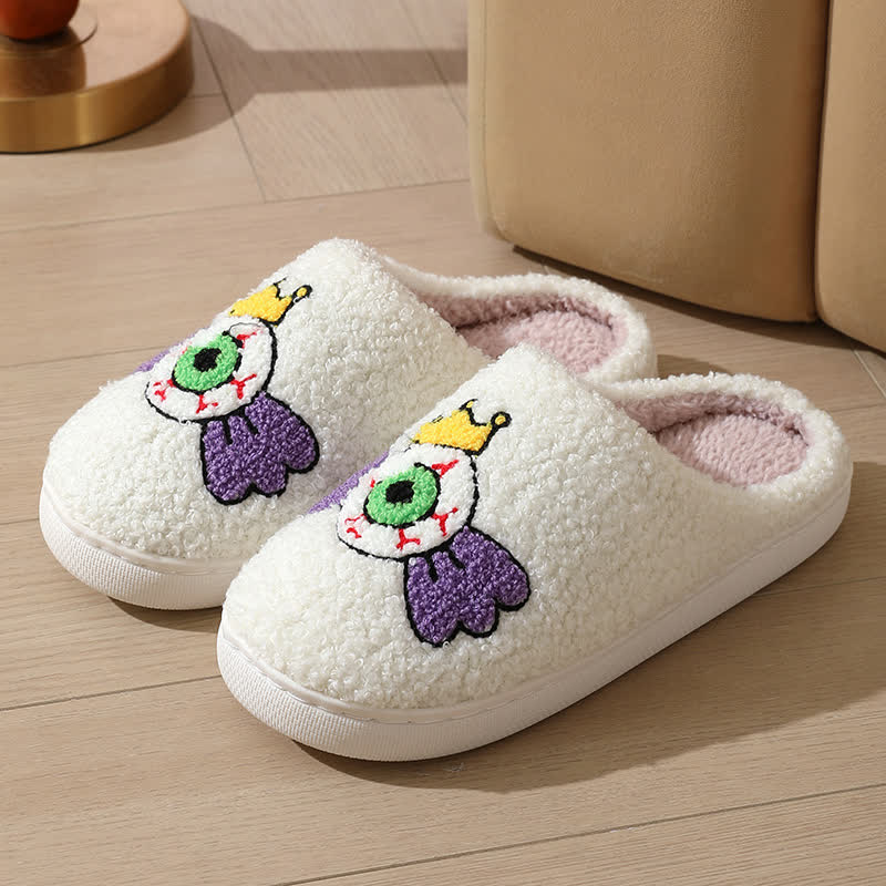 Funny Eye Print Fluffy Home Slippers