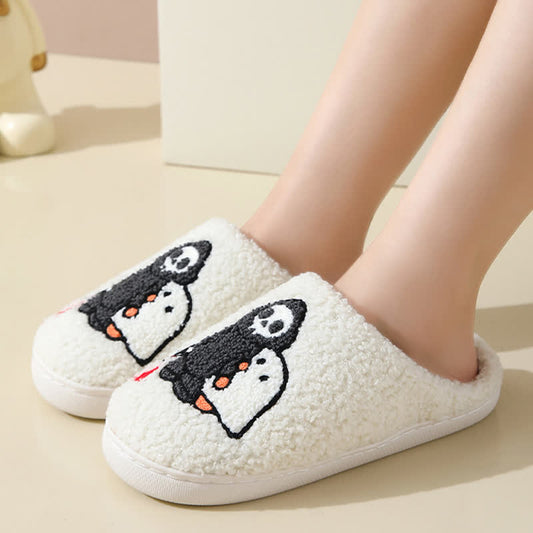 Plusock Cartoon Skull Ghost Print Fluffy Home Slippers