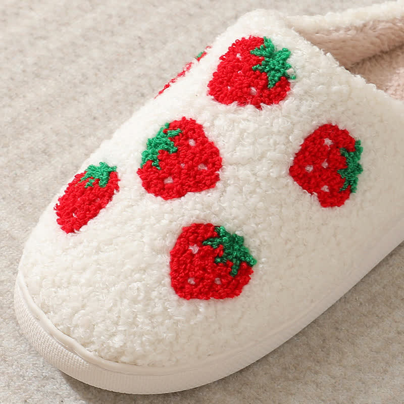 Cartoon Fruit Print Fluffy Home Slippers