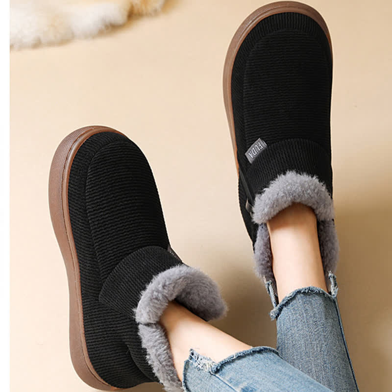 Plus Size Zipper Solid Color Warm Slippers