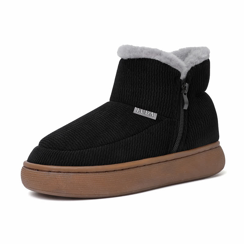 Plus Size Zipper Solid Color Warm Slippers