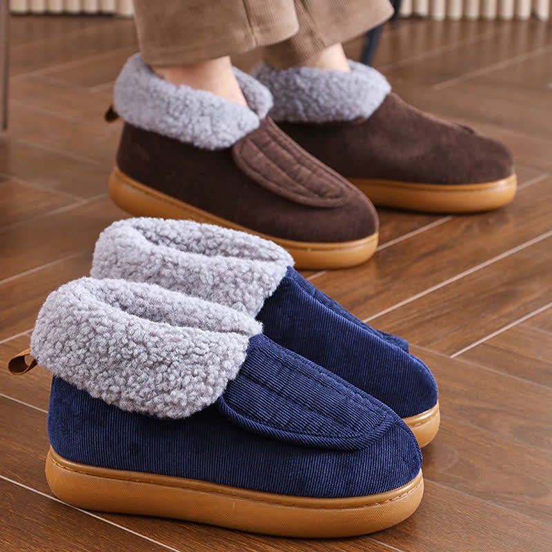 Plus Size Solid Color Velcro Warm Slippers - image 1