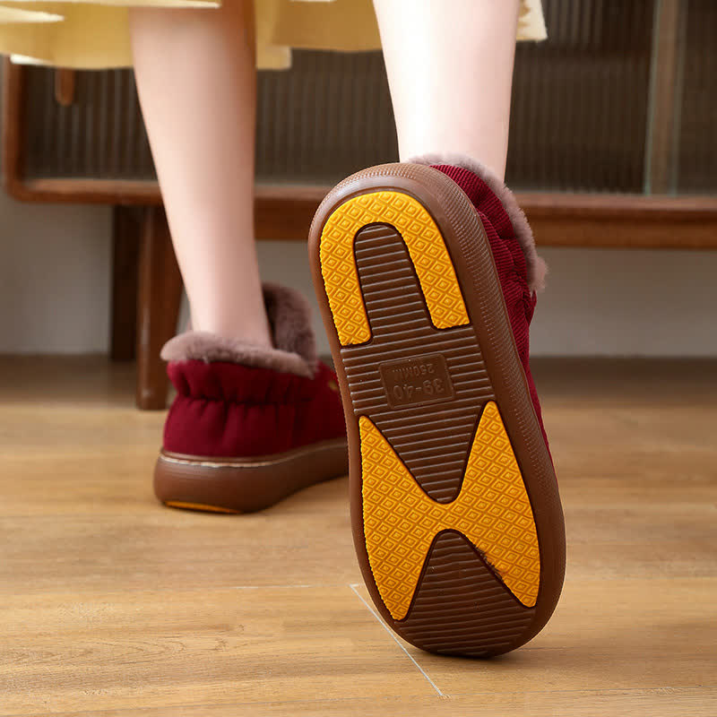 Flower Embroidered Home Non-slip Warm Slippers