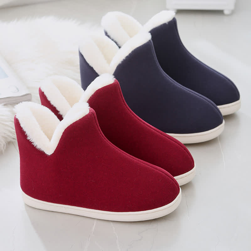 Solid Color High Top Warm Slippers - image 4