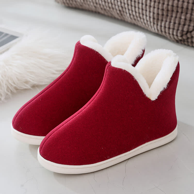 Solid Color High Top Warm Slippers - Red - EU39-40(US6-7) - image 8