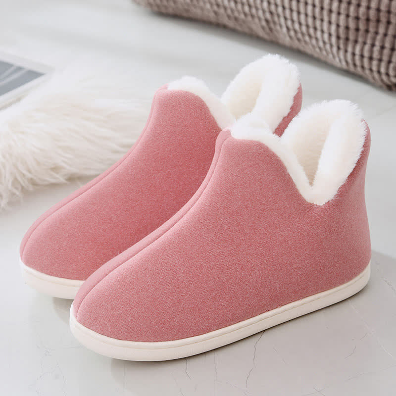 Solid Color High Top Warm Slippers - Pink - EU39-40(US6-7) - image 17