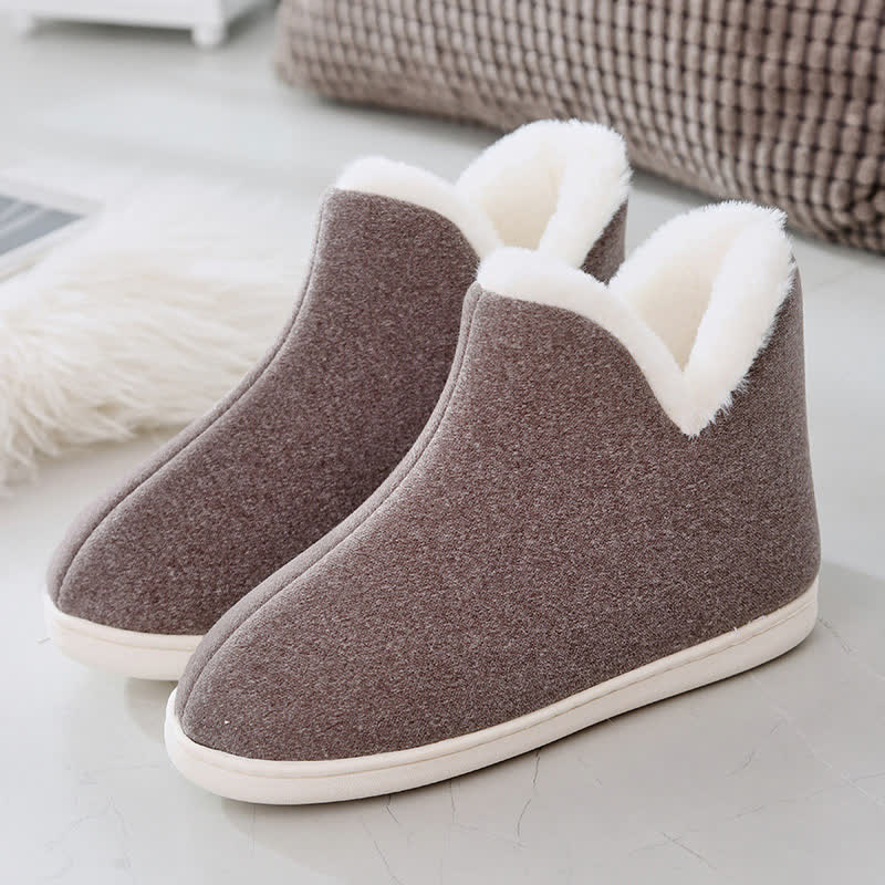 Solid Color High Top Warm Slippers - Grey - EU45-46(US11-12) - image 16