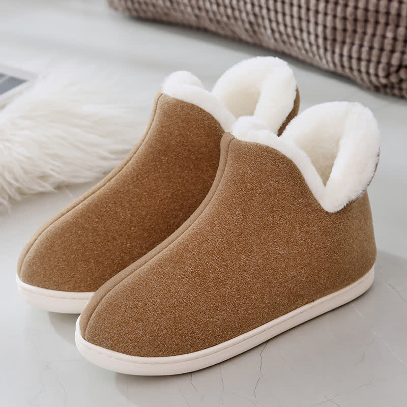 Solid Color High Top Warm Slippers - Brown - EU45-46(US11-12) - image 18