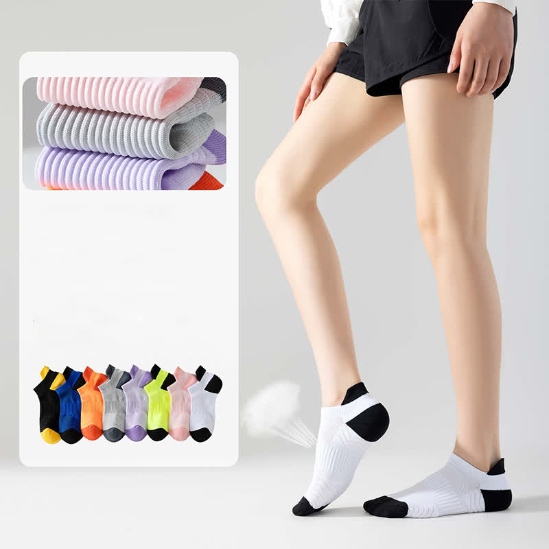 Color Block Breathable Mesh Ankle Compression Socks(8 Pairs)