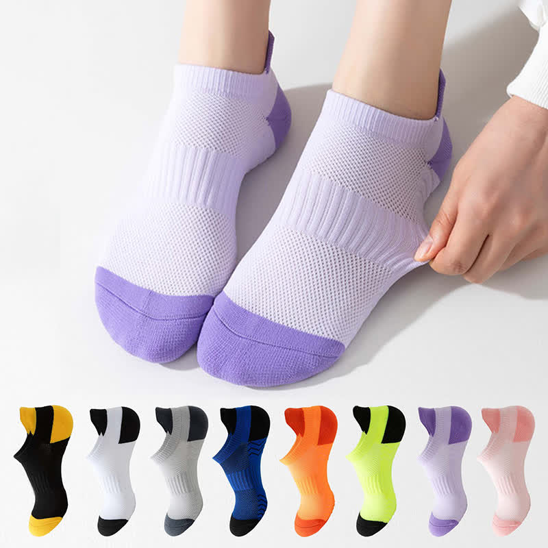 Color Block Breathable Mesh Ankle Compression Socks(8 Pairs)