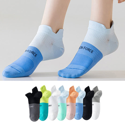 Plusock Color Block Letter Print Ankle Compression Socks(8 Pairs)