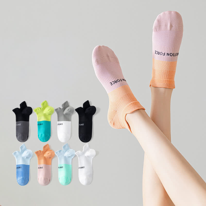 Color Block Letter Print Ankle Compression Socks(8 Pairs)