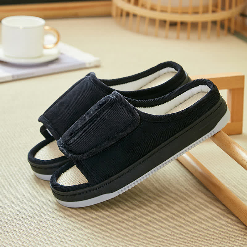 Plusock Plus Size Easy On Velcro Non-slip Slippers - Black - EU48-49(US12-12.5) - image 13