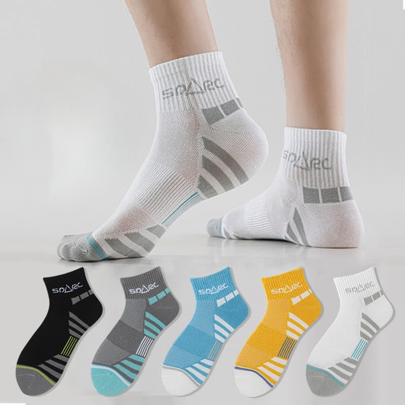 Thin Striped Sweat-wicking Mesh Ankle Compression Socks(5 Pairs)