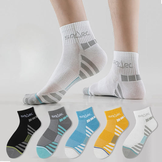 Plusock Thin Striped Sweat-wicking Mesh  Ankle Compression Socks(5 Pairs)