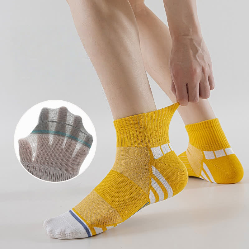 Thin Striped Sweat-wicking Mesh Ankle Compression Socks(5 Pairs)