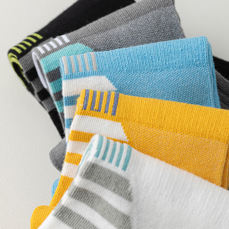 Thin Striped Sweat-wicking Mesh Ankle Compression Socks(5 Pairs)