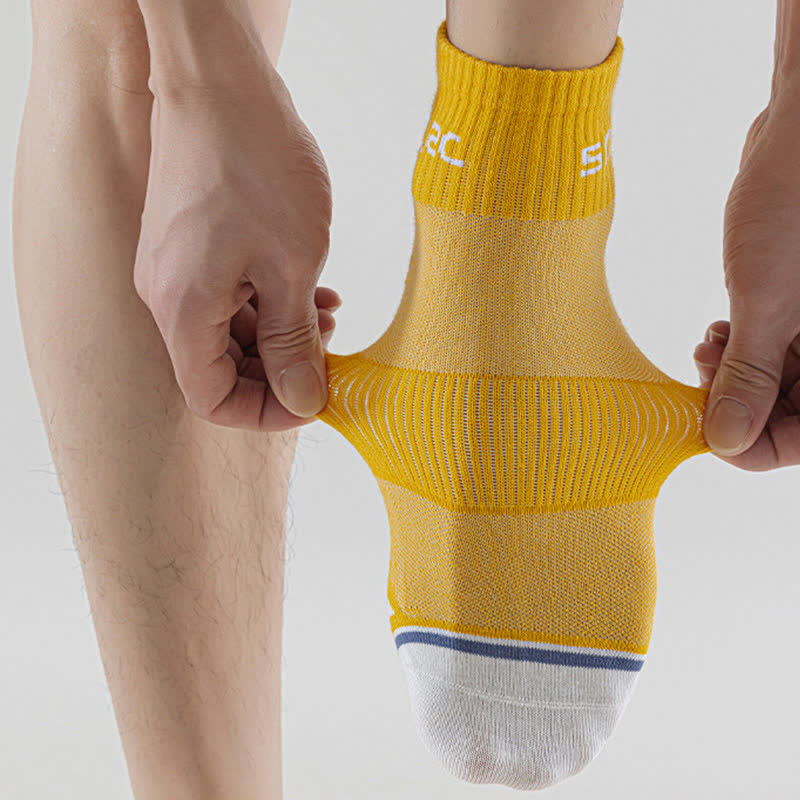 Thin Striped Sweat-wicking Mesh Ankle Compression Socks(5 Pairs)