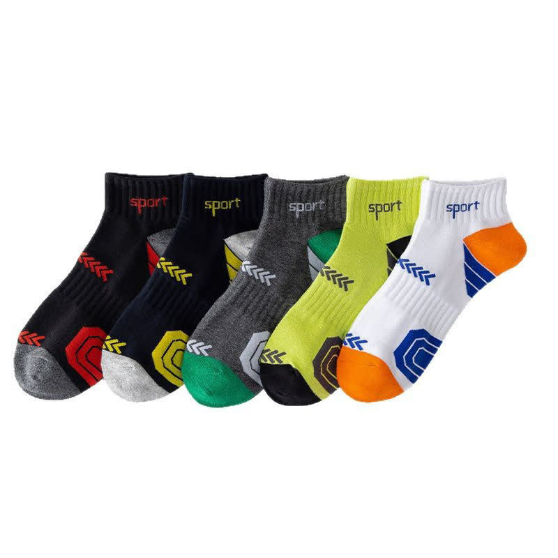 Color Block Arrow Letter Ankle Compression Socks(5 Pairs)
