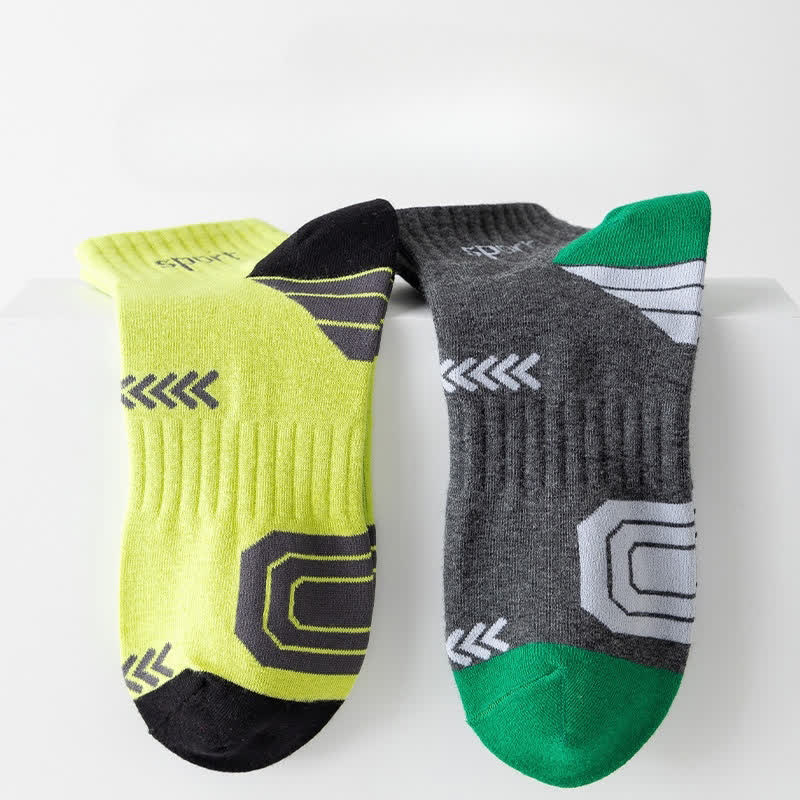 Color Block Arrow Letter Ankle Compression Socks(5 Pairs)