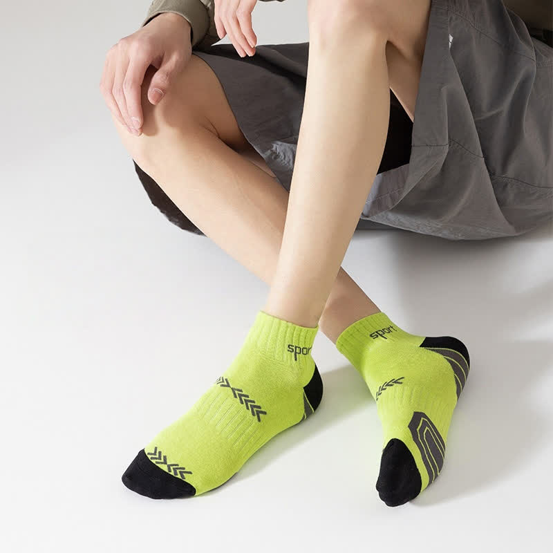 Color Block Arrow Letter Ankle Compression Socks(5 Pairs)