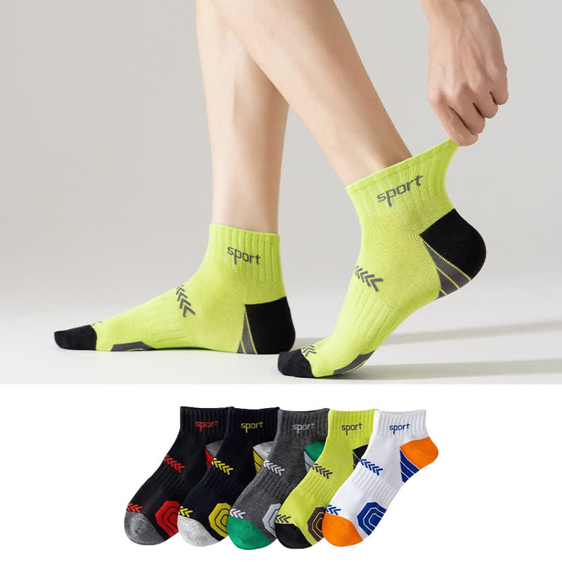 Color Block Arrow Letter Ankle Compression Socks(5 Pairs)