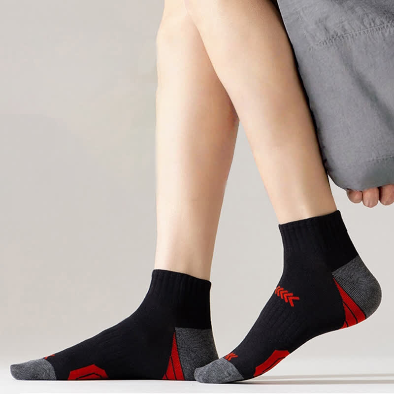 Color Block Arrow Letter Ankle Compression Socks(5 Pairs)