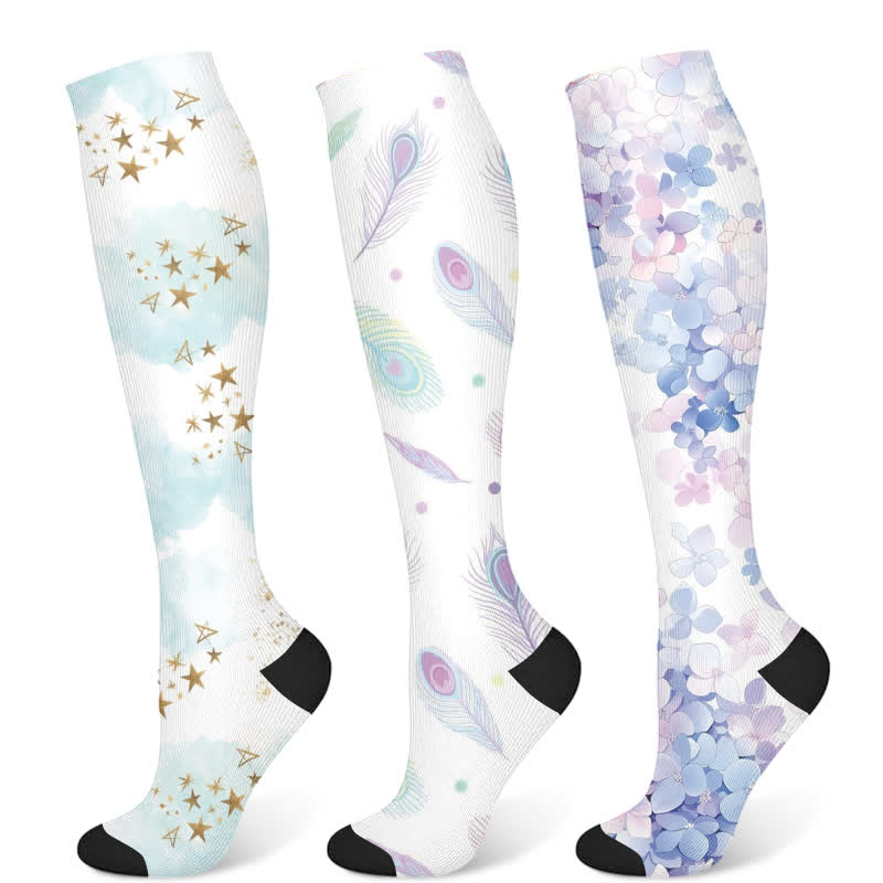 Dreamy Star Feather Compression Socks(3 Pairs)