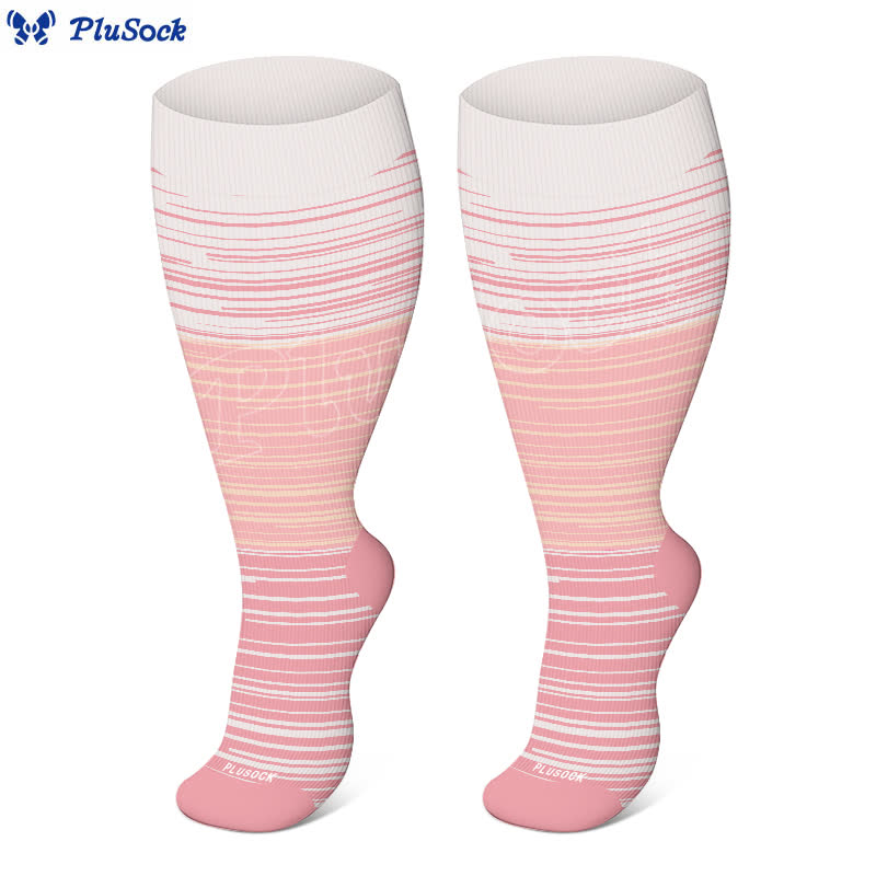 Plus Size Gradient Striped Compression Socks(3 Pairs)