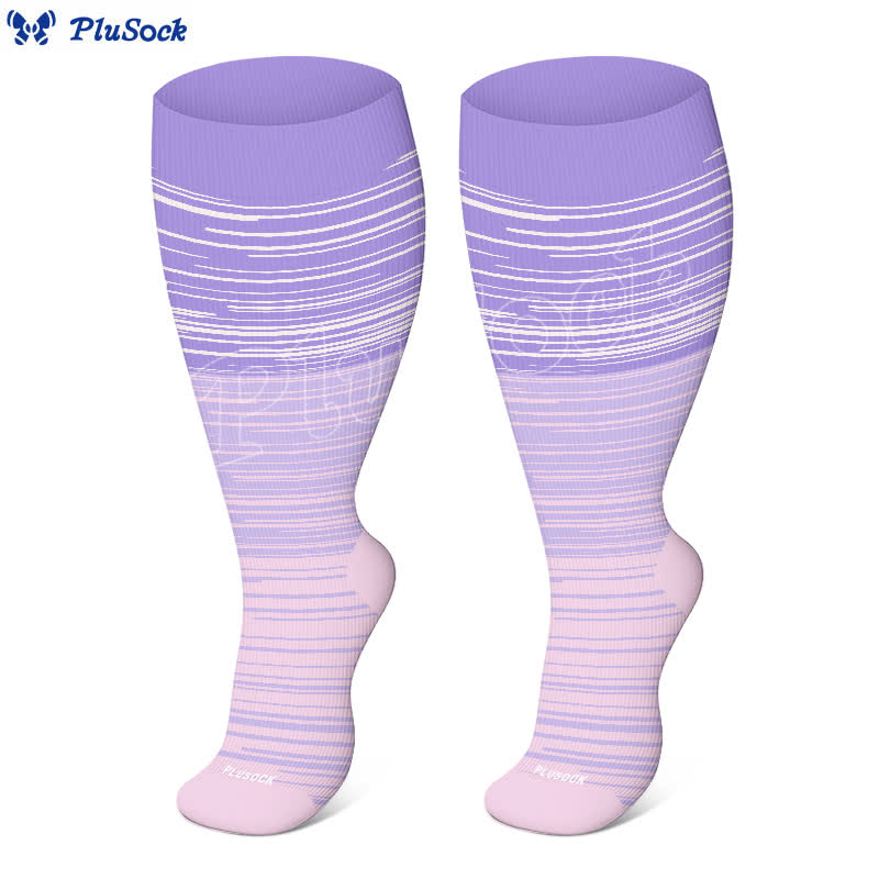 Plus Size Gradient Striped Compression Socks(3 Pairs)