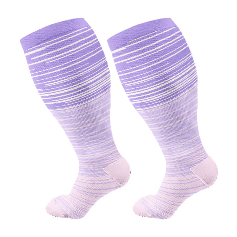 Plus Size Gradient Striped Compression Socks(3 Pairs)