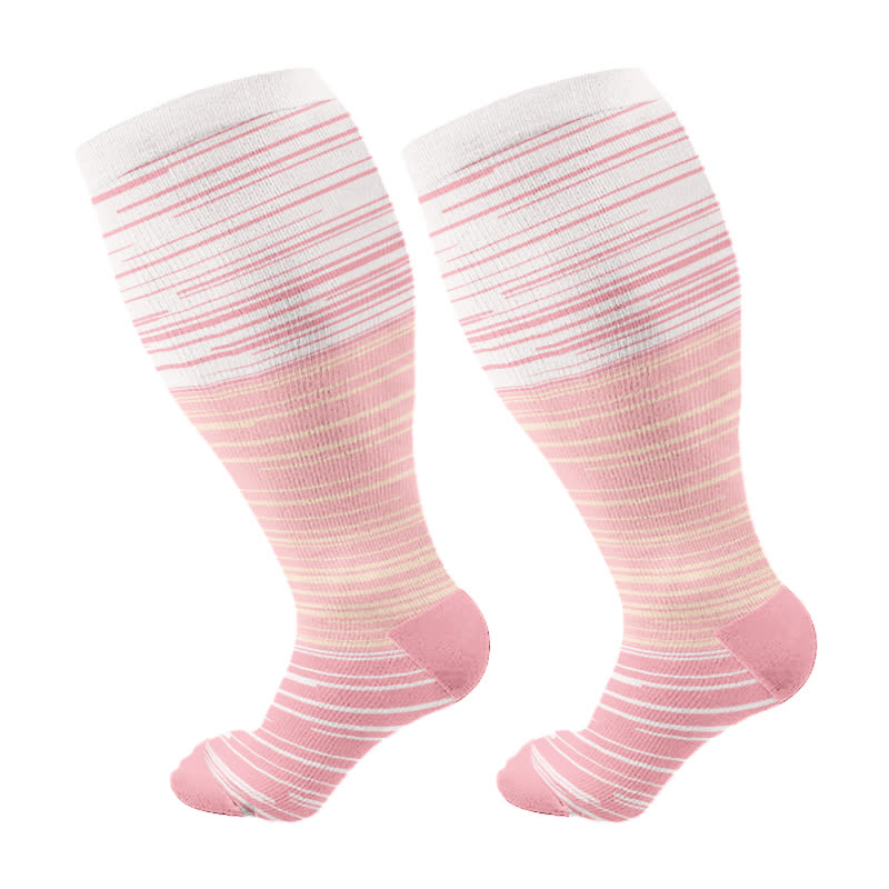 Plus Size Gradient Striped Compression Socks(3 Pairs)