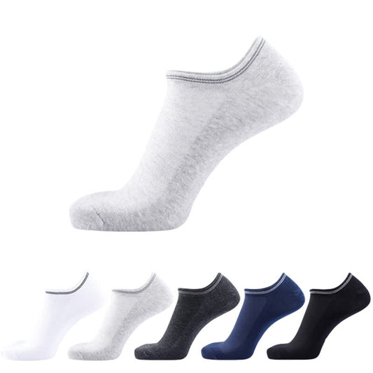 Plusock Plus Size Striped Cuff Cotton No-show Socks(5 Pairs)