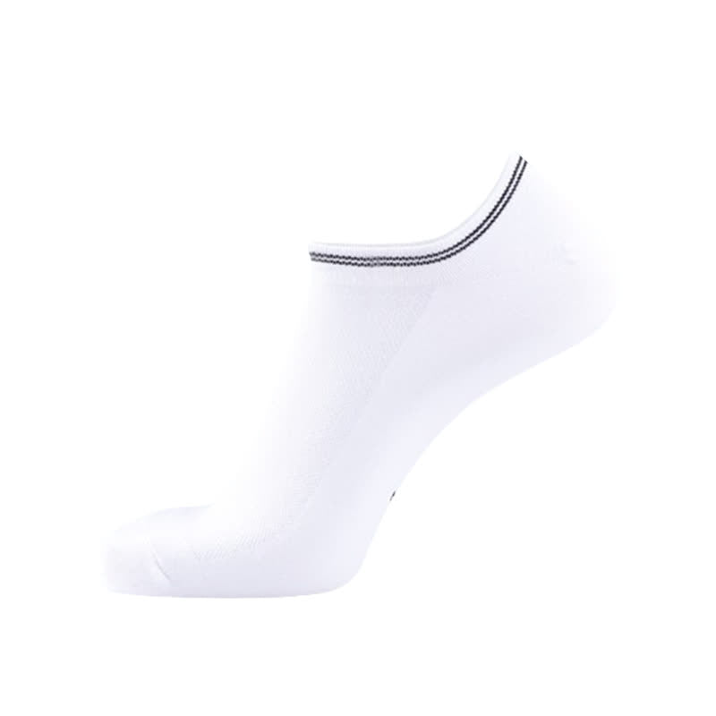 Plus Size Striped Cuff Cotton No-show Socks(5 Pairs)