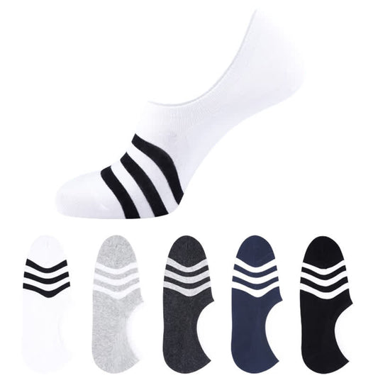 Plusock Plus Size Striped No-show Liner Socks(5 Pairs)