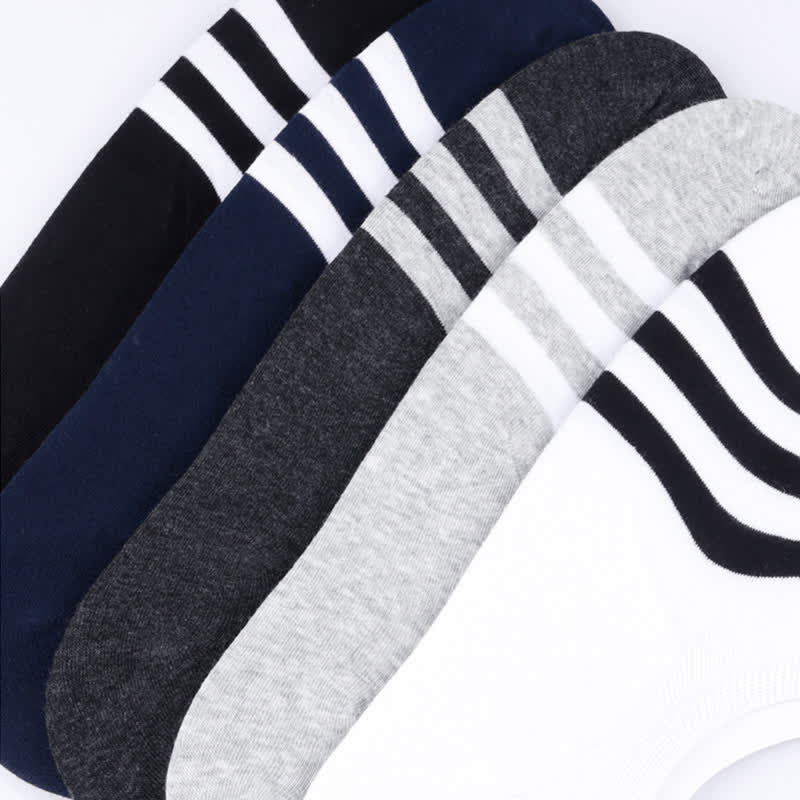 Plus Size Striped No-show Liner Socks(5 Pairs)