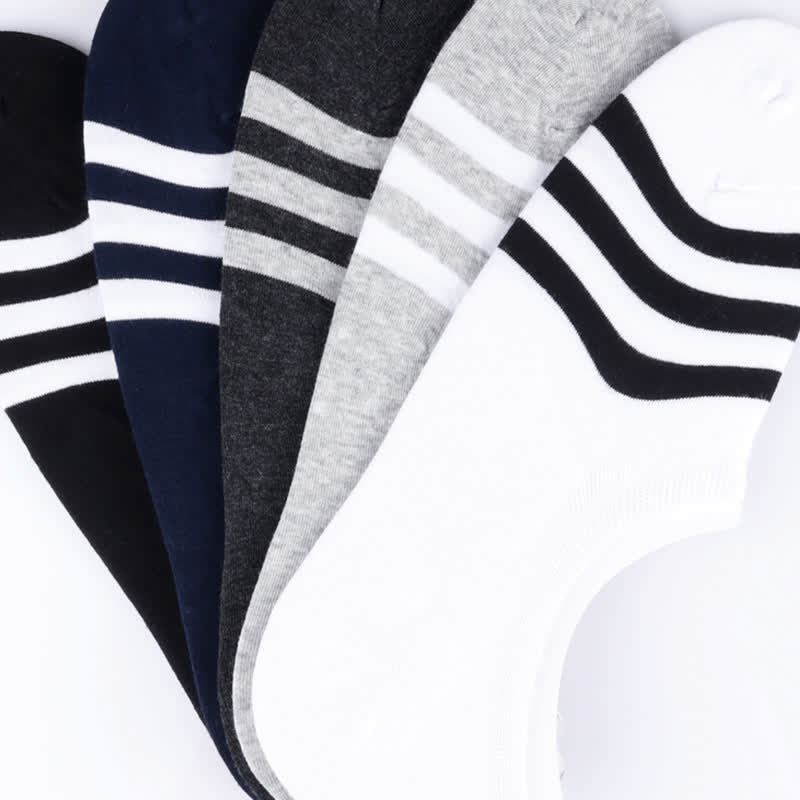 Plus Size Striped No-show Liner Socks(5 Pairs)